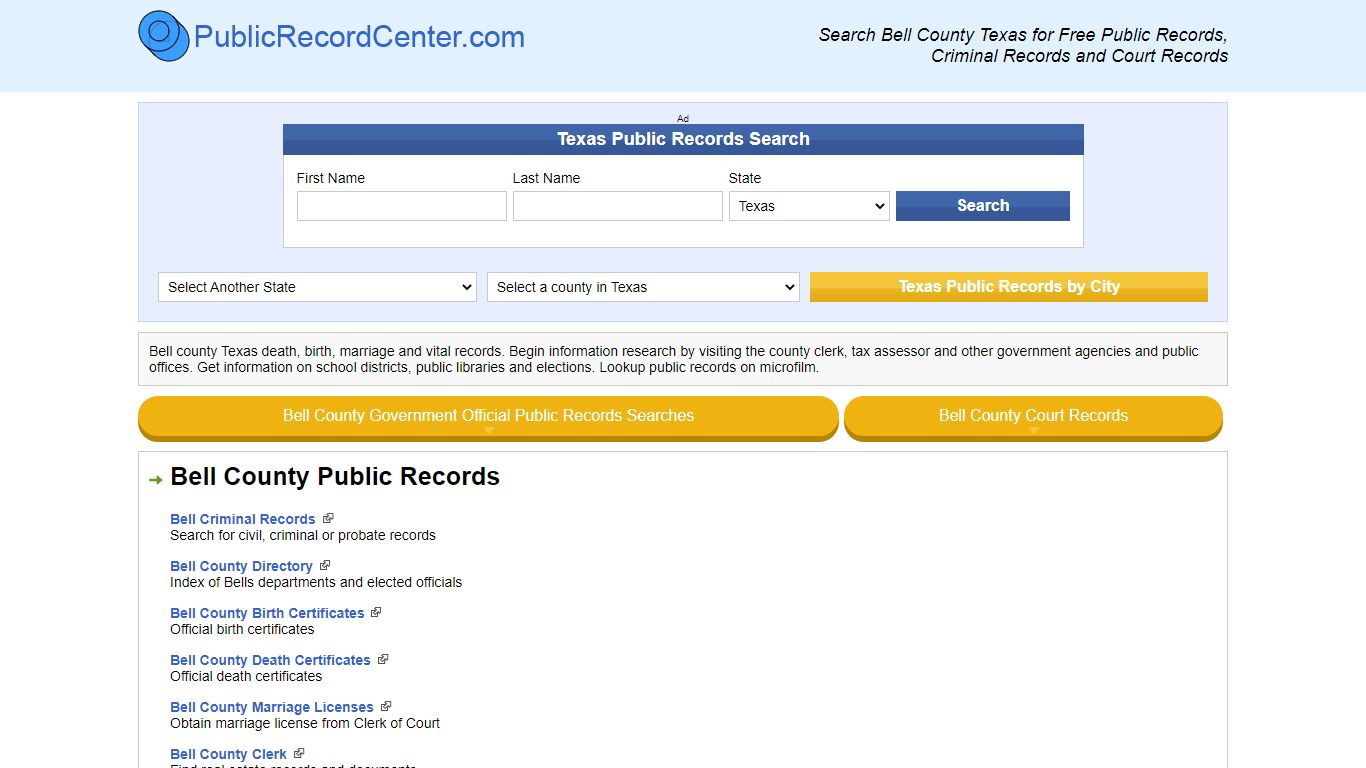 Bell County Texas Free Public Records - Court Records ...